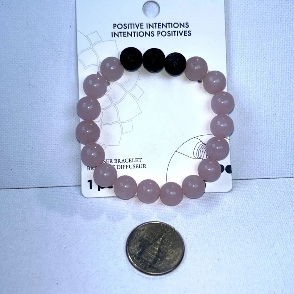NWT Genuine Rose Quartz Gemstone Bead Aromatherapy Bracelet Positive Intentions